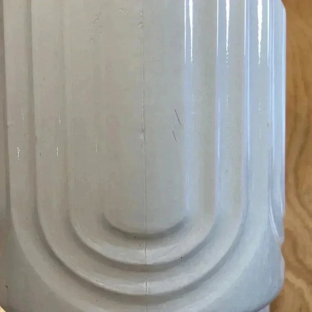 MCM painted glass vase.  8” tall.  White - Picture 6 of 9